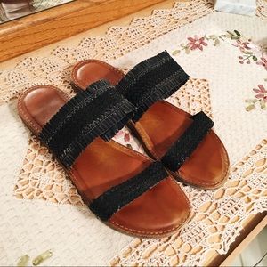 Black strap flat sandal